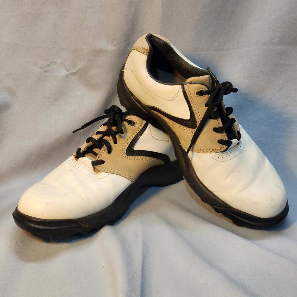FootJoy Softjoys Sierra Treks Mens‎ 81/2 M White Brown Golf Shoes Cleat  58946